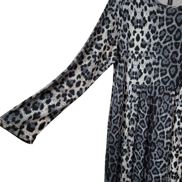 DB Moon 2XL Leopard Print Long Sleeve Dress W/ Pockets pair w/boots or heels - Picture 9 of 14